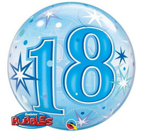 #BFK Balon foliowy 22" QL Bubble Poj. "18 Urodziny" niebieski KK