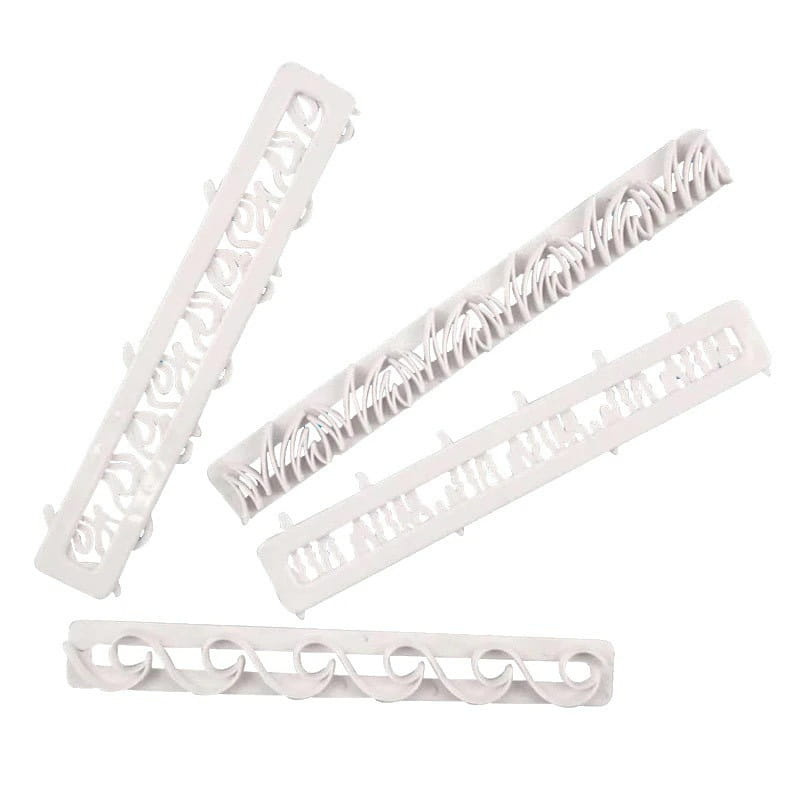 Zestaw 4 sztuk foremek do dekoracji fala trawa ogień sople lodu 16,5 cm – widok ogólny