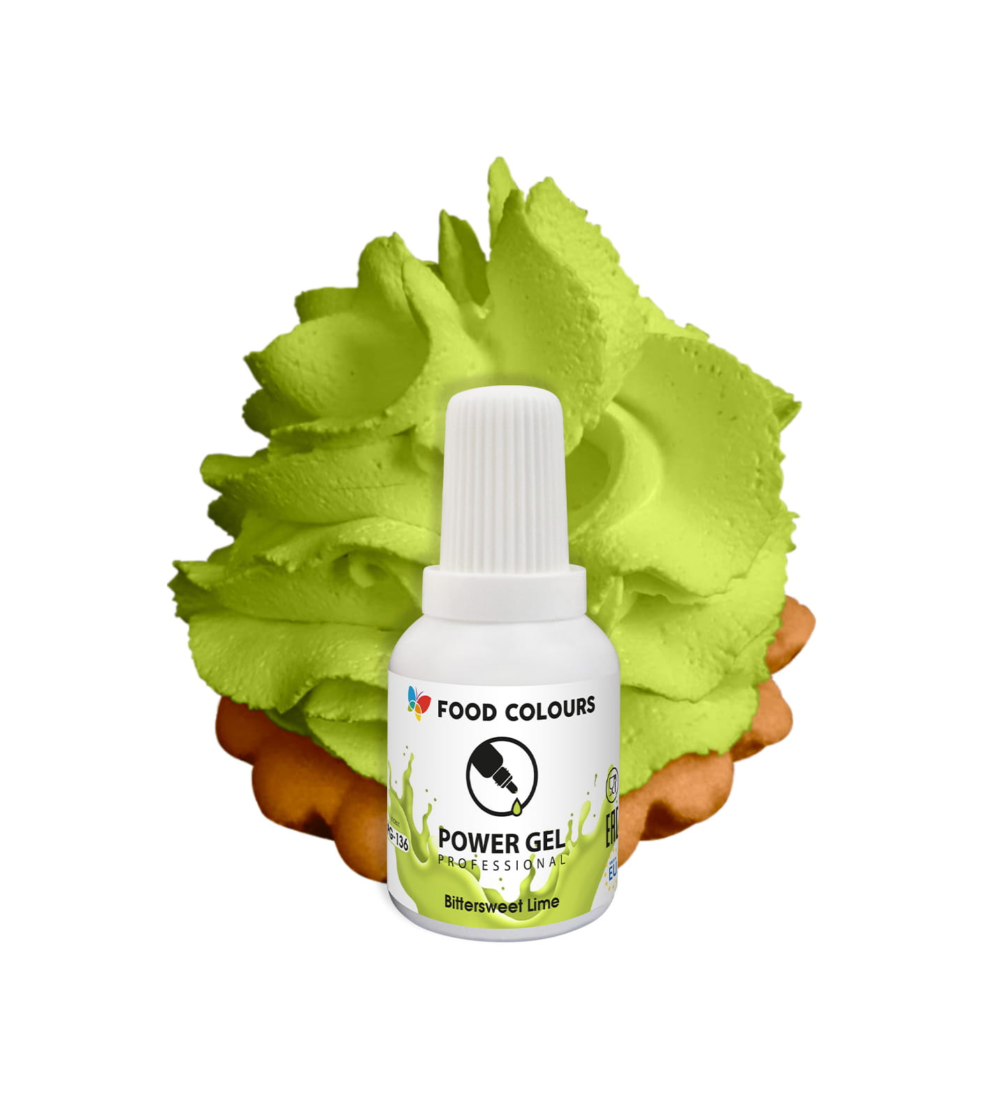 Barwnik spożywczy w żelu limonkowy PowerGel użyty do dekoracji wypieków