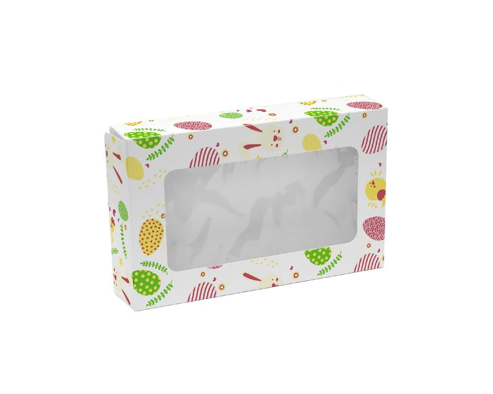 Pudełko na ciasto z oknem 21x12,5x7 cm WIELKANOC – eleganckie opakowanie na świąteczne wypieki
