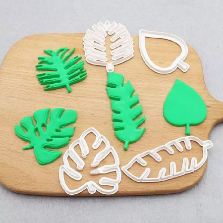 Wakrawaczki do dekoracji z masy cukrowej LIŚCIE - MONSTERA, PAPROĆ 4 szt.