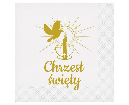 #ZSE_GD Serwetki Chrzest Święty (świeca), certyfikat FSC, 33x33 cm/ 20 szt.