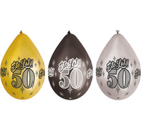 #BL Balony Premium "50 - Sto Lat!", metaliczne, 12" / 6 szt. (wiszące) KK