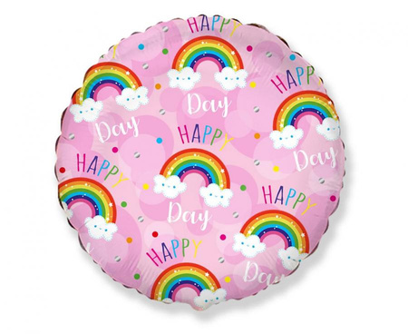 #BFK Balon foliowy 18" FX - Happy Day - tęcza, różowy, niepakowany KK