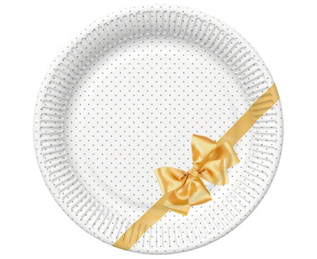 #ZTA Talerzyki papierowe Golden Bow Elegance, 18 cm,  8 szt.