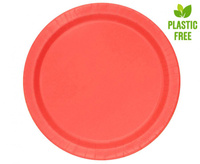 #ZTA Talerzyki papierowe, czerwone, 23 cm, 8 szt. (plastic-free)
