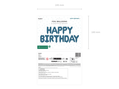 Balon foliowy Happy Birthday, 340x35cm, granat