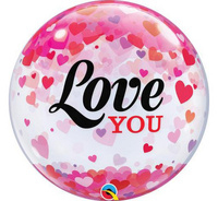 #BFK Balon foliowy 22" QL Bubble "Love You Confetti Hearts" KK