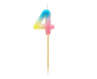 #SC14 Świeczka piker cyferka 4, ombre, pastelowa KK
