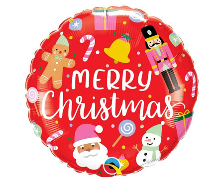#BFK Balon foliowy 18" QL RND "Merry Christmas" (świąteczne ozdoby) KK