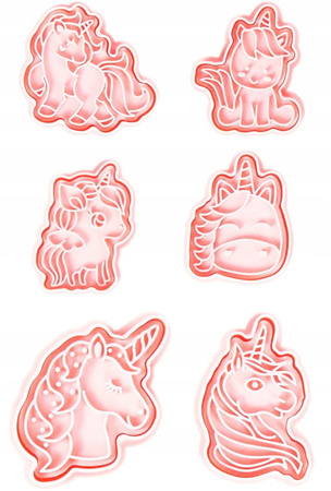 Stemple wykrawaczki z tłoczkiem JEDNOROŻCE UNICORN 6 szt.
