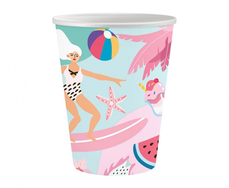#ZKU_GD Kubeczki pap. Kolekcja Summer - Let''''s Party (surfing), 250 ml/ 6 szt. KK