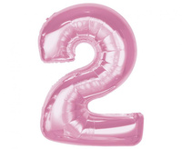 #BFC33 Balon foliowy Smart, cyfra 2, j. różowa, 92 cm  KK