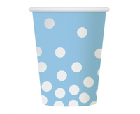 #ZKU_GD Kubeczki papierowe "Srebrne groszki", niebieskie, 270 ml, 6 szt. KK