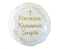 #BFK Balon foliowy Pierwsza Komunia Święta (kłosy), okrągły 18" AA