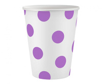 #ZKU_GD Kubeczki pap. białe, Groszki lawendowe, certyfikat FSC, 250 ml, 6 szt.