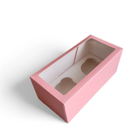 Pudełko na 2 muffinki babeczki 18x9x7 cm RÓŻOWE