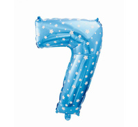 #BFC49 Balon foliowy "Cyfra 7", niebieska w gwiazdy, 61 cm KK