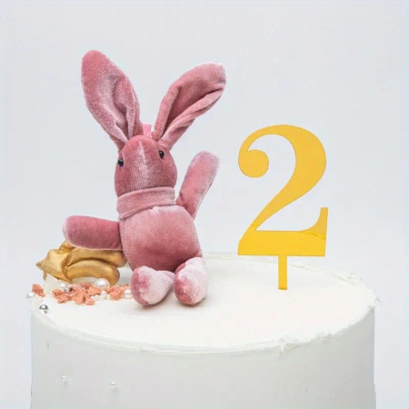 Topper na tort ZŁOTY cyfra 2 DWA DWÓJKA 11x4 cm