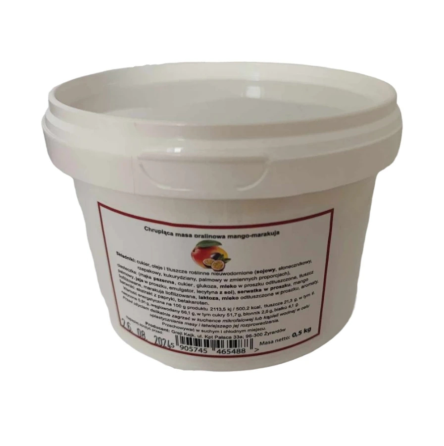 Chrupiąca warstwa pralina Mango Marakuja z herbatnikami Grejt Kejk 0,5 kg