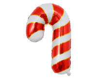 #BFK Balon foliowy Lizak świąteczny, czerwono-biały, 38x61cm