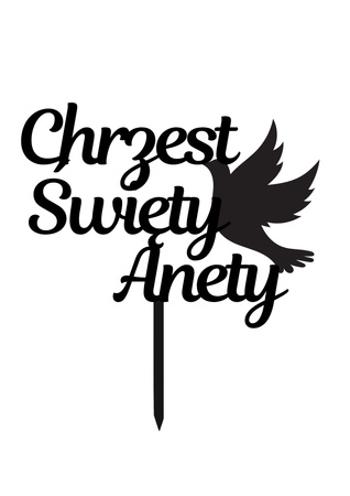 Topper na chrzest święty personalizowany Chrzest Święty + imię + gołębica
