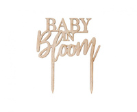 #DETO Dekoracje na tort Baby in Bloom, drewniany topper, 19 x 14 cm.