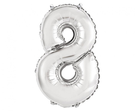 #BFC56 Balon foliowy "Cyfra 8", srebrna, 35 cm KK