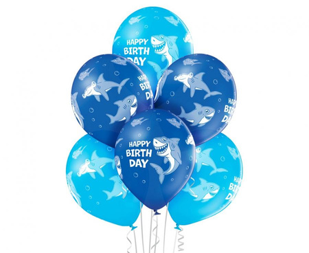 #BL Balony D11 Birthday Shark, 6 szt.