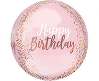 #BFK Balon foliowy ORBZ - Kula Rose Gold Blush Birthday, zapakowany