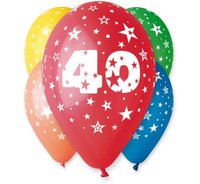 #BL Balon 12" z nadr. "40", pastel mix / 5 szt. KK