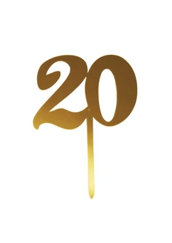 Topper na tort ''20'', złoty, 17.5cm