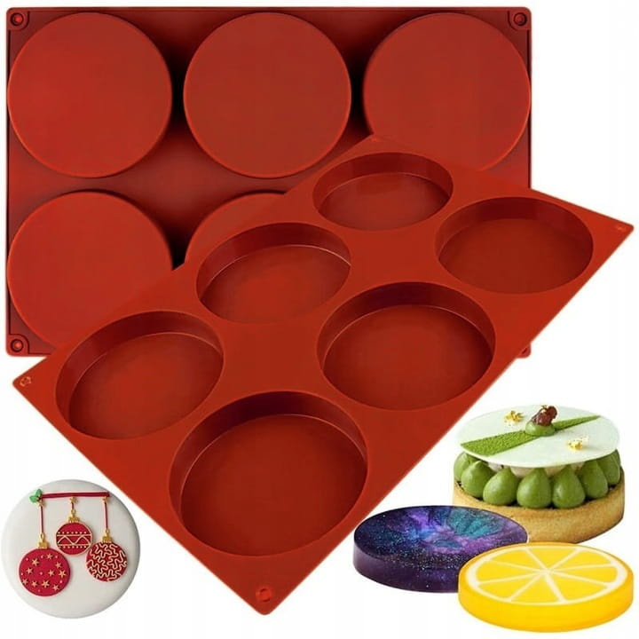 Okrągłe gniazda 10x2,2 cm – równomierne monoporcje żelkowe i biszkoptowe