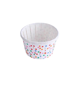 Papilotki kubeczki do muffinek białe w kolorowe groszki 50x40 mm – widok produktu