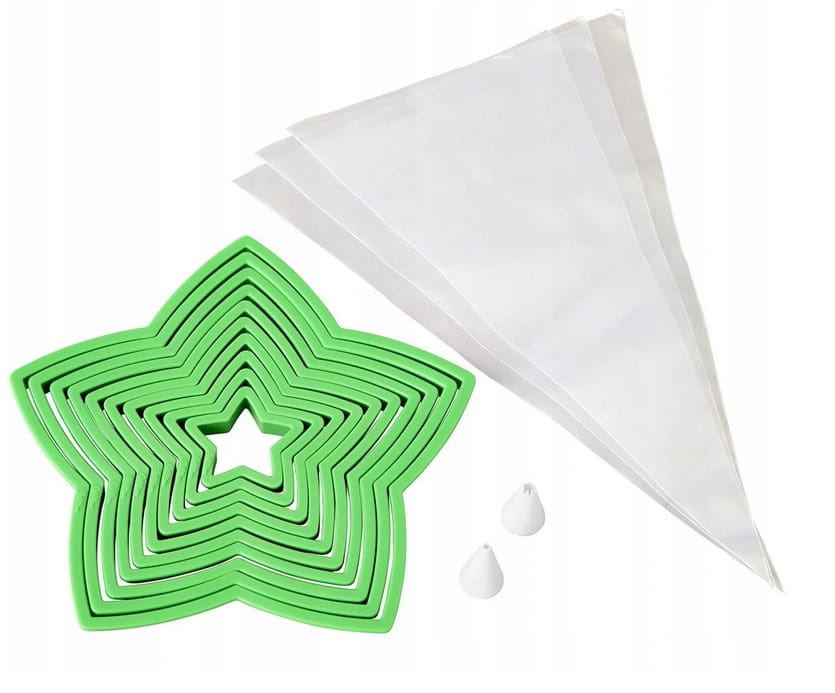 Foremki gwiazdki oraz worki i końcówki dekoratorskie z zestawu Wilton