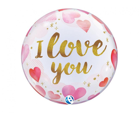 #BFK Balon Takara BUBBLE BALLOON I Love you Paper Hearts, 22"