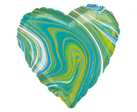 #BFK Balon foliowy 18" Marblez - serce niebiesko-zielone, zapakowany