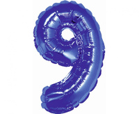 #BFC31 Balon foliowy "Cyfra 9", niebieska, 35 cm KK