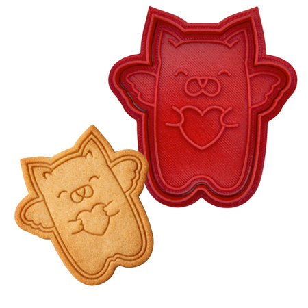 Foremka do tworzenia dekoracji KOTEK Z SERDUSZKIEM foremka + stempel WZ.I KicCake