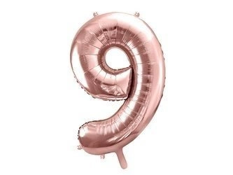 Balon foliowy Cyfra ''9'', 86cm różowe złoto Party Deco