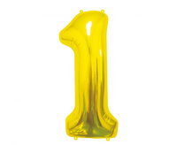 Balon foliowy B&C Cyfra 1, złota, 85 cm AA