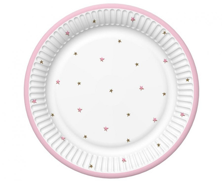 #ZTA Talerzyki papierowe Baby Shower Pink, 18 cm,  8 szt.