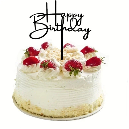 Topper na tort urodzinowy czarny HAPPY BIRTHDAY 12x10,5 cm WZ. I