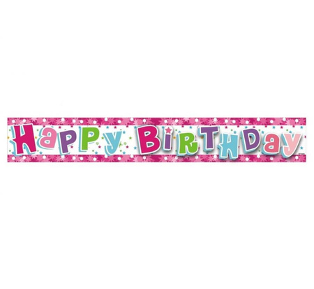 #DEBA Banner "Happy Birthday", różowy, 1,8 m