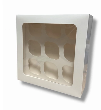 Pudełko na 9 muffinek muffiny 26x26x8 cm BIAŁE