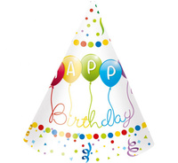 #STAI Czapeczki papierowe Happy Birthday Streamers, 6 szt.