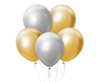 #BL Balony B&C mix: platynowe złote i srebrne, 12"/ 50 szt.