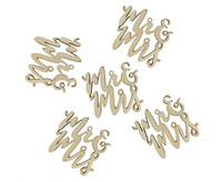 #DEKO Konfetti drewniane Mr i Mrs, 4x4 cm KK
