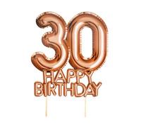 #DEI Piker "Glitz & Glamour",złoto-różowy napis 30 HAPPY BIRTHDAY