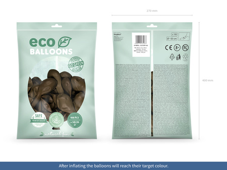 Balony Eco 30cm metalizowane, brązowy (1 op. / 100 szt.)